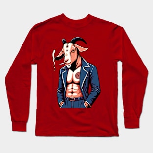 Yakuza Goat - Tattooed & Fierce 90s Cartoon Art Long Sleeve T-Shirt